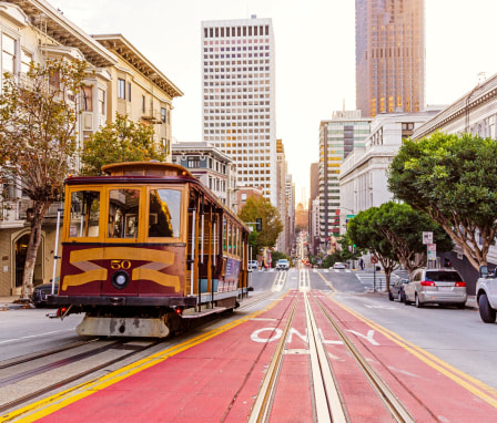 Cable car on a San Francisco street