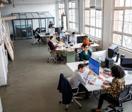 People working on computers in an office